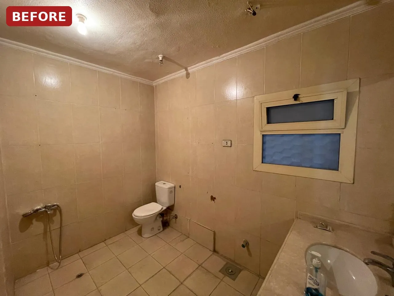 Bathroom with walk-in shower — before