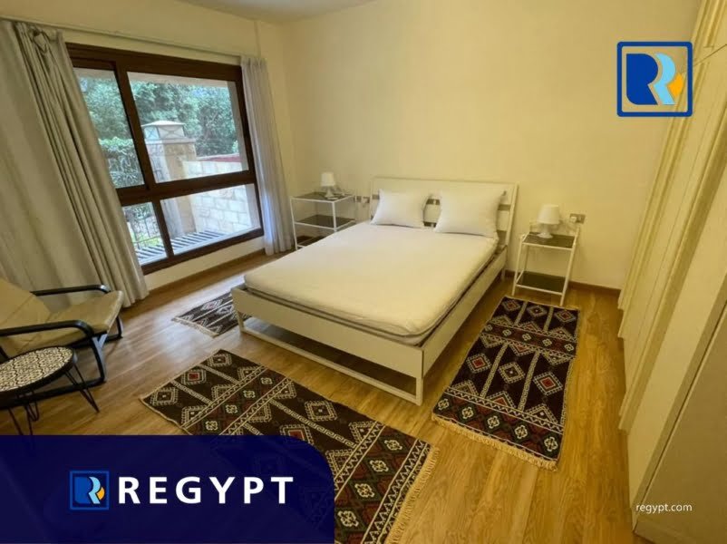 Bedroom with small balcony in a Duplex Ground Floor Has Pool For Rent In Maadi