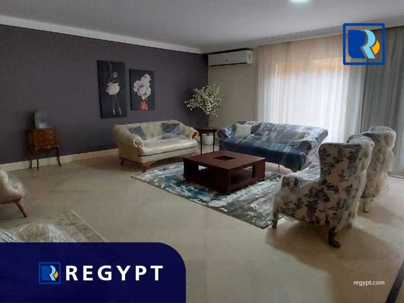 Reception with new furniture and very good quality in a ground floor for rent in maadi