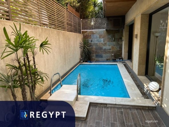 Private pool in a duplex ground floor for rent in maadi degla