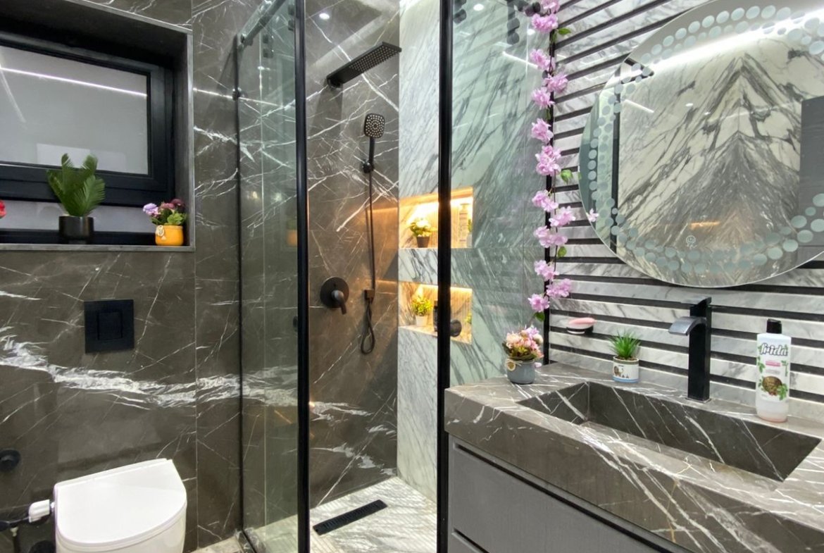 Bathroom with shower in High-end Apartment For Rent