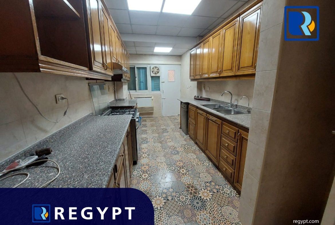 Kitchen full of appliances in a groundfloor for rent in maadi sarayat