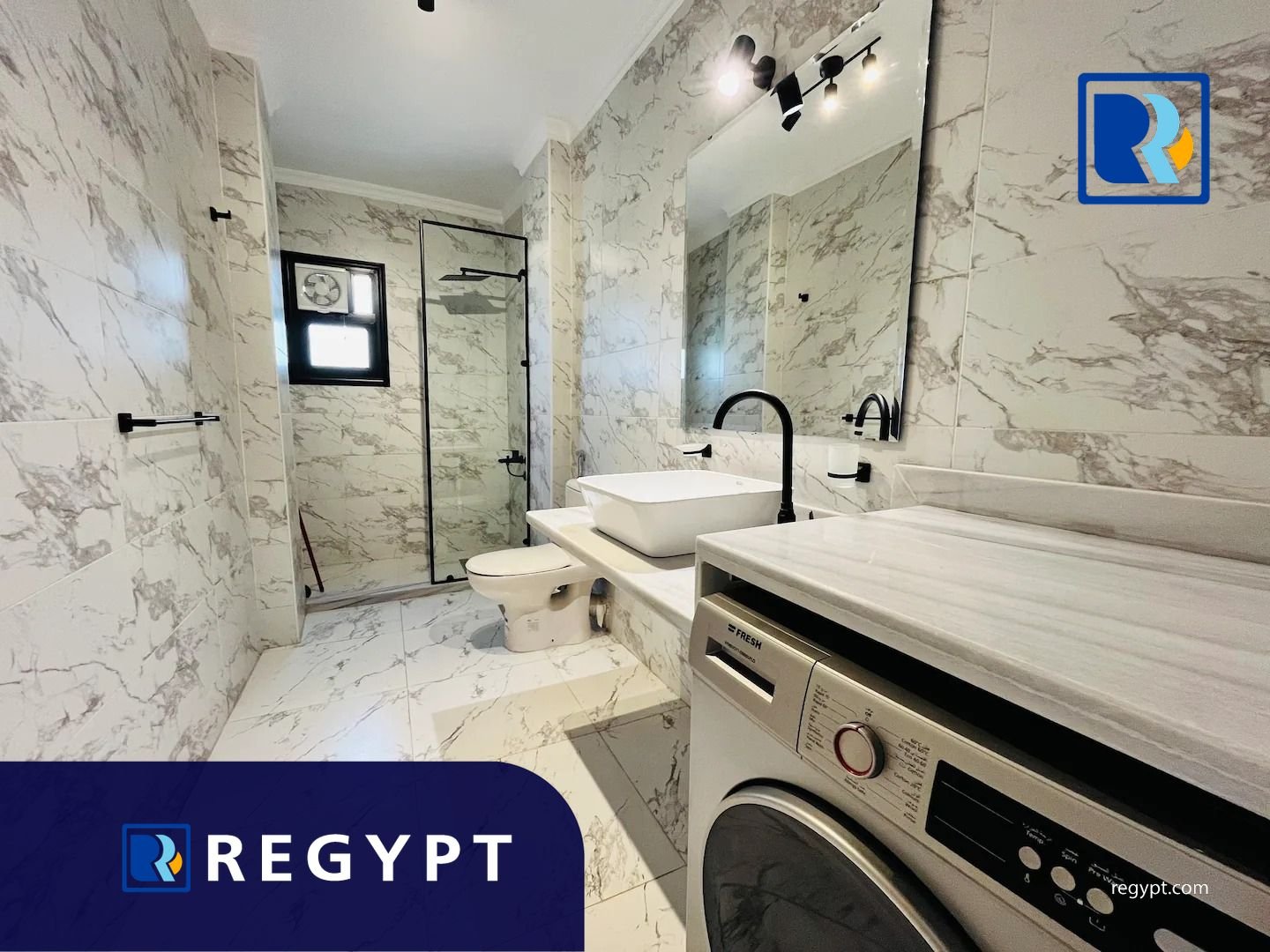 Modern bathrooms with cabinet shower