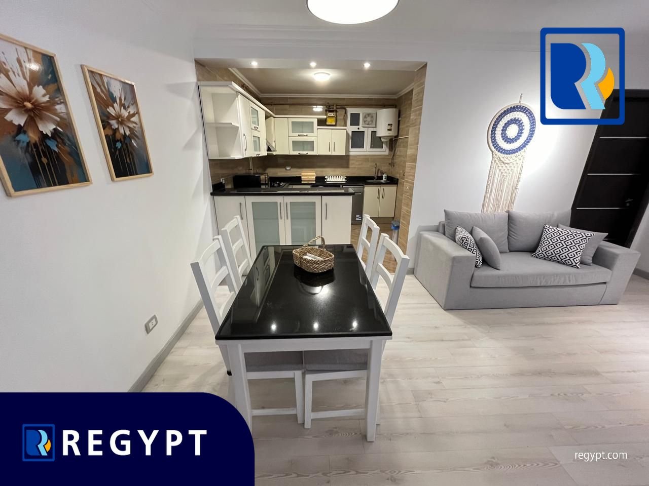 Dining area with open kitchen in aground floor for rent in maadi sarayat
